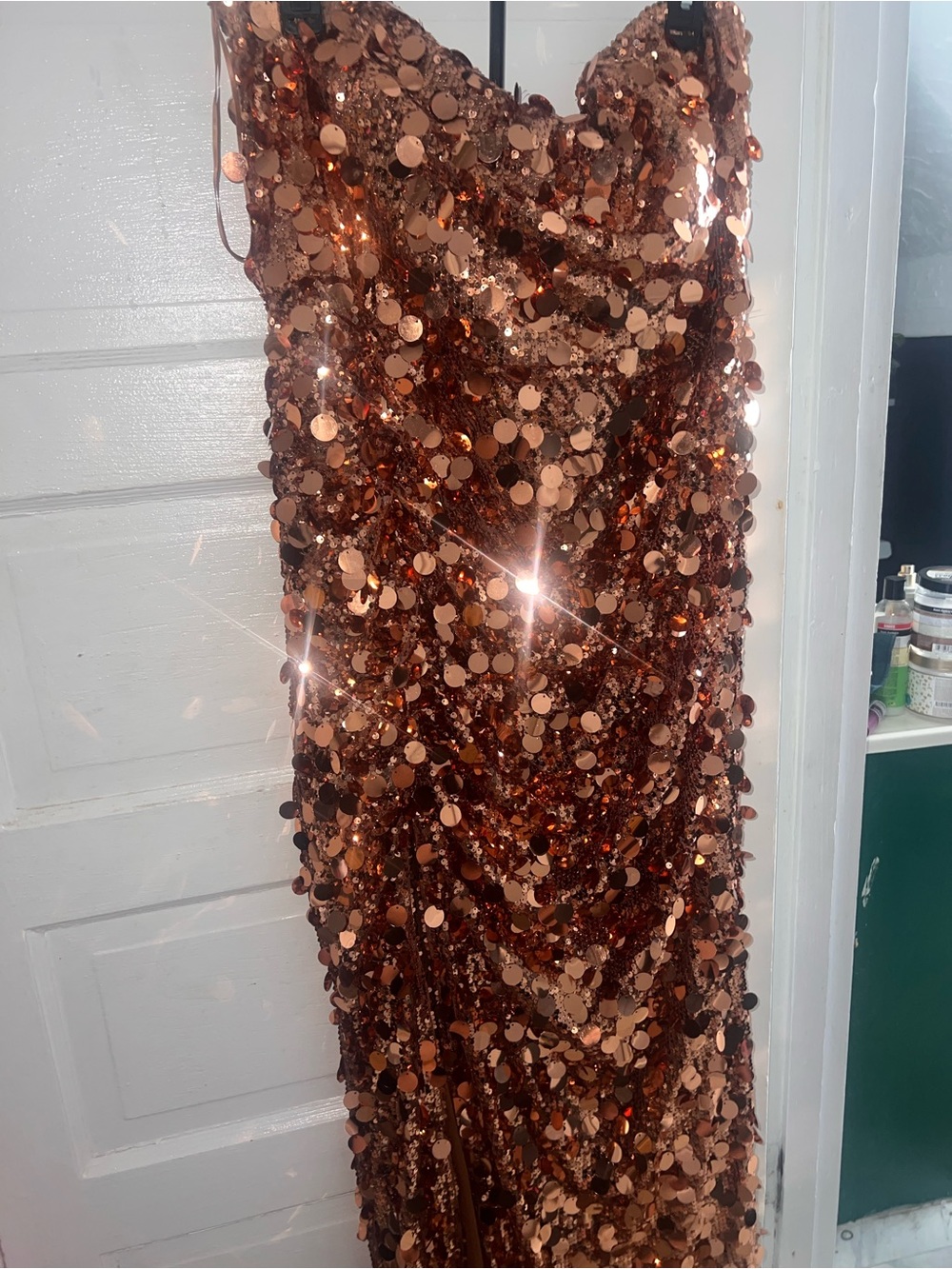 Sequin Column Prom/HomecomingDress in Copper
